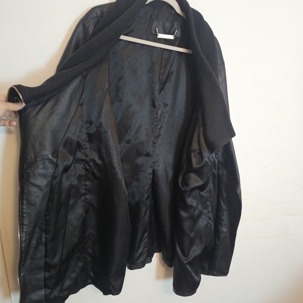 IMAN Moto Style Black Leather Jacket, Gold Accents, Pockets, XL-XXL Gothcore - Picture 7 of 12
